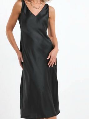 Vintage Satin V-Neck Smokey Silver Sleevelss Evening Dress